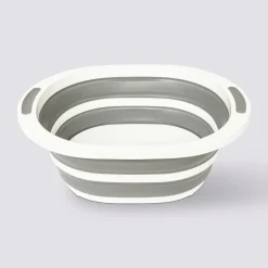 Bassine rétractable avec bouchon 8L, Gris et blanc
