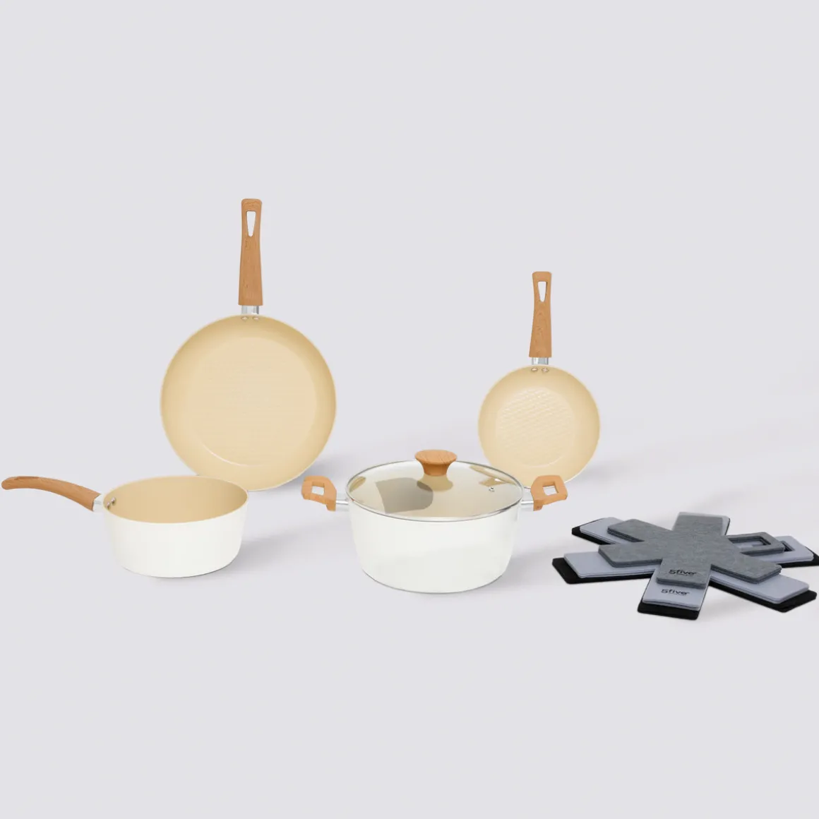 Batterie de cuisine en aluminium forgé, 4 pièces + 6 protections