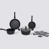 Batterie de cuisine en aluminium, 4 pièces + 6 protections