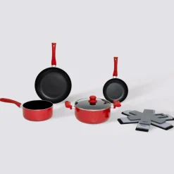 Batterie de cuisine en aluminium, 4 pièces + 6 protections