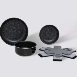 Batterie de cuisine en aluminium pressé, 3 pièces + 6 protections