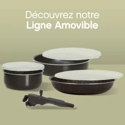 Batterie de cuisine en aluminium pressé, 3 pièces + 6 protections