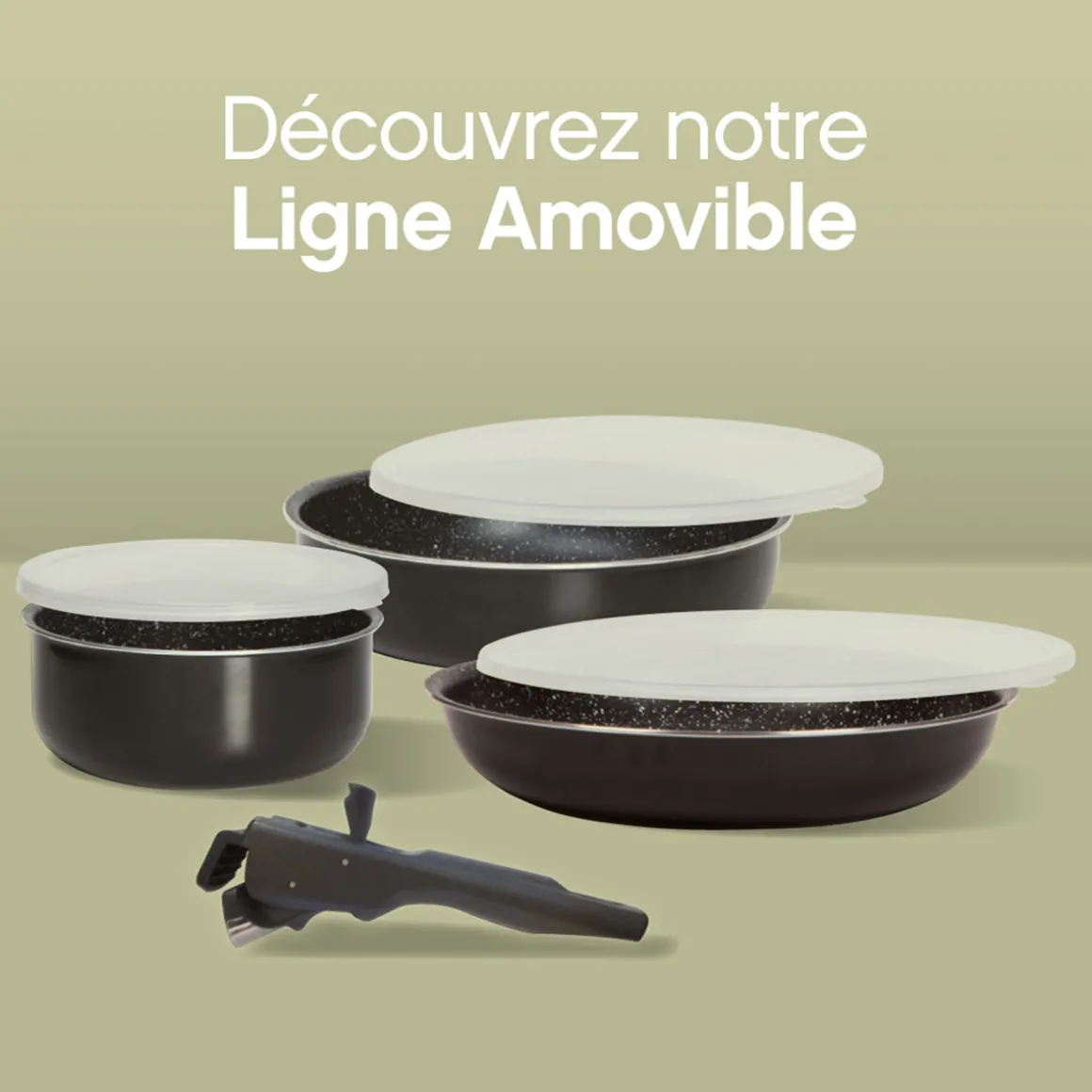 Batterie de cuisine en aluminium pressé, 3 pièces + 6 protections