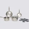 Batterie de cuisine en inox, 4 pièces + 6 protections