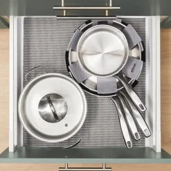 Batterie de cuisine en inox, 4 pièces + 6 protections