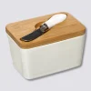 Beurrier céramique avec couteau, Blanc