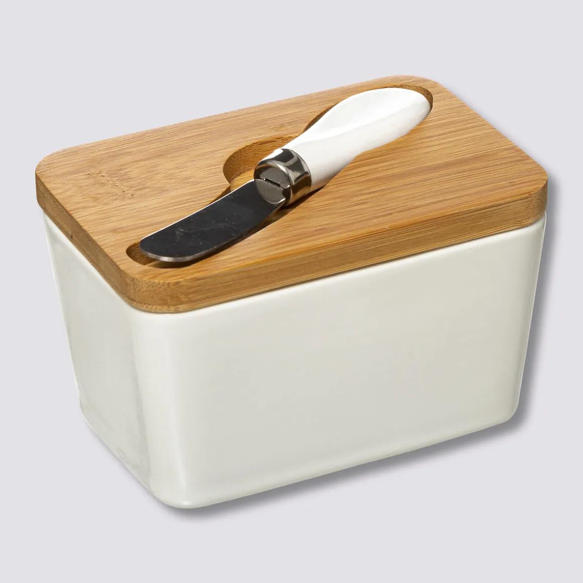 Beurrier céramique avec couteau, Blanc