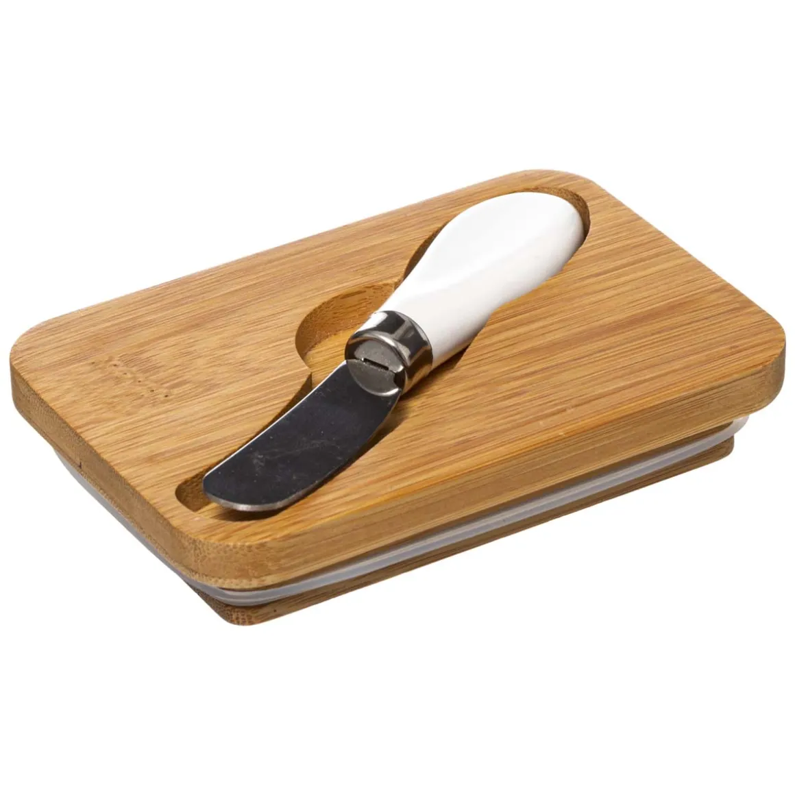 Beurrier céramique avec couteau, Blanc