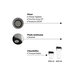Blender avec 2 bouteilles 300ml / 600 ml