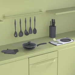Bloc de 5 couteaux et ciseau, Gris