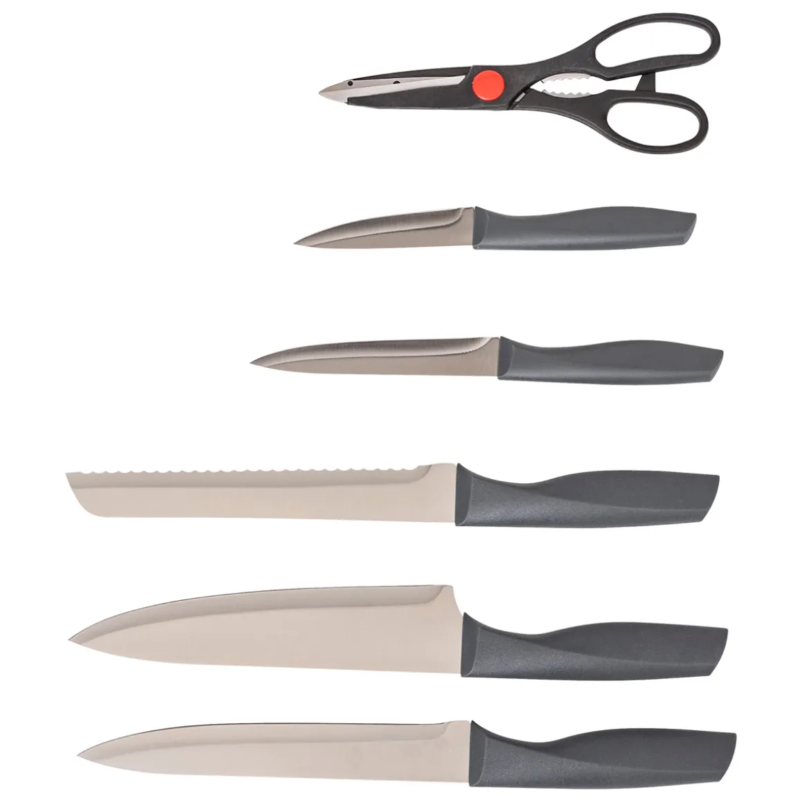 Bloc de 5 couteaux et ciseau, Gris