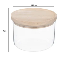 Bocal verre avec couvercle hermétique hévéa, 0,65L