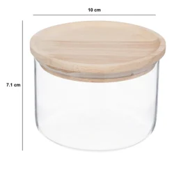 Bocal verre avec couvercle hermétique hévéa, 0,3L