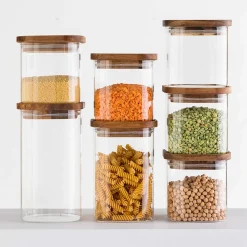 Bocal verre couvercle acacia 1,3L