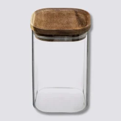 Bocal verre couvercle acacia 1L