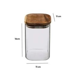 Bocal verre couvercle acacia 1L