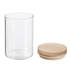 Bocal verre couvercle bois 0,6L