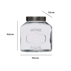Bocal verre couvercle inox 1L