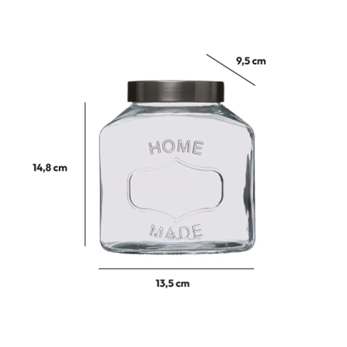 Bocal verre couvercle inox 1L