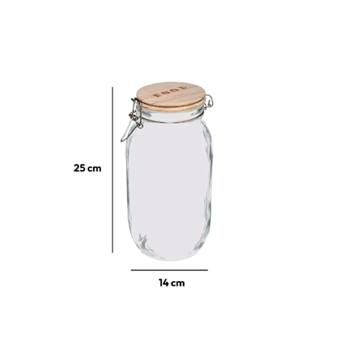 Bocal verre couvercle pin, 2L