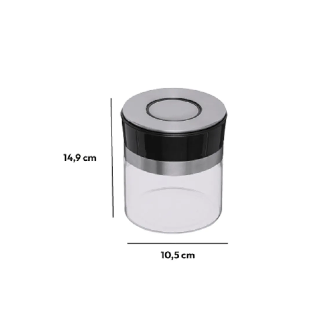 Bocal verre couvercle push inox 0,7L