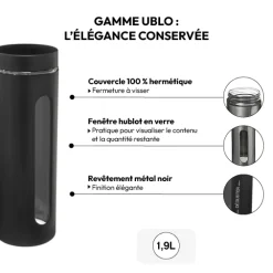 Bocal verre et métal 1,9L, Noir
