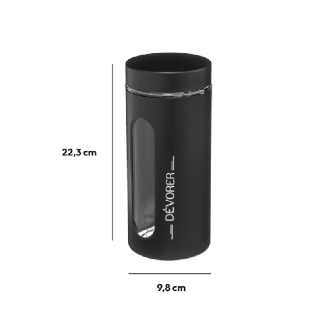 Bocal verre et métal 1,25L, Noir