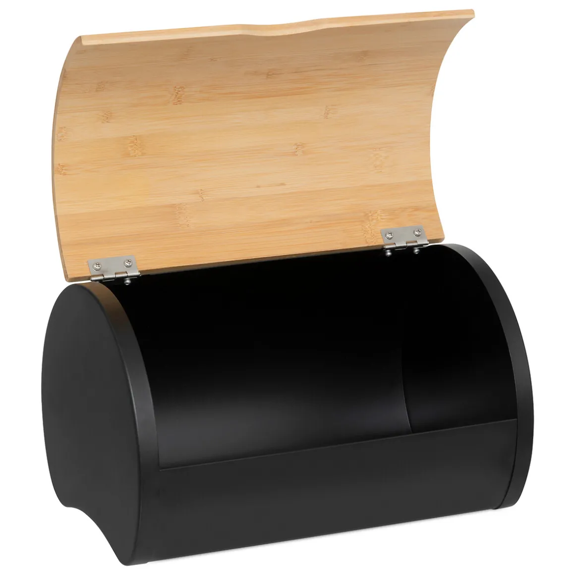 Boite à pain métal et bambou 32 cm, Noir