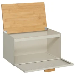 Boite à pain métal et bambou 35,5 cm, Noir