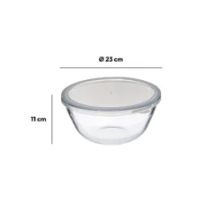 Bol à mixer 23cm avec couvercle, Verre