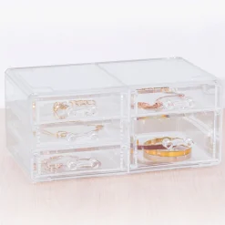Boîte à bijoux 5 tiroirs, Transparent