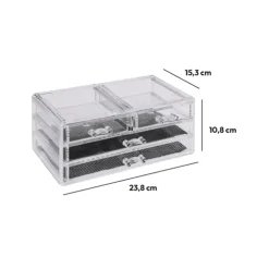 Boîte à bijoux 4 tiroirs, Transparent