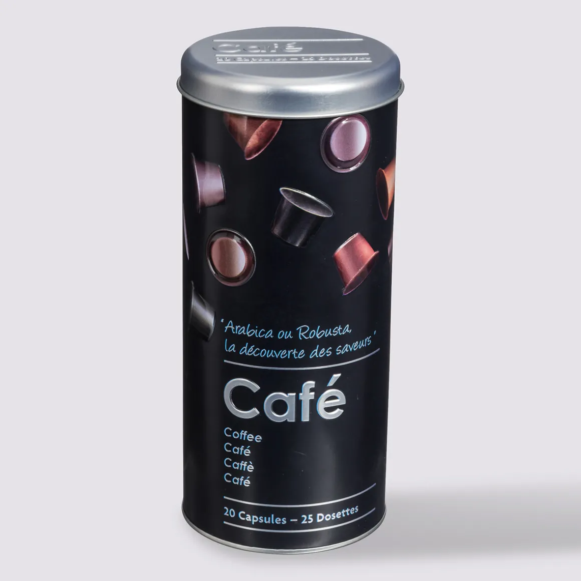 Boîte à café capsules métal, Noir