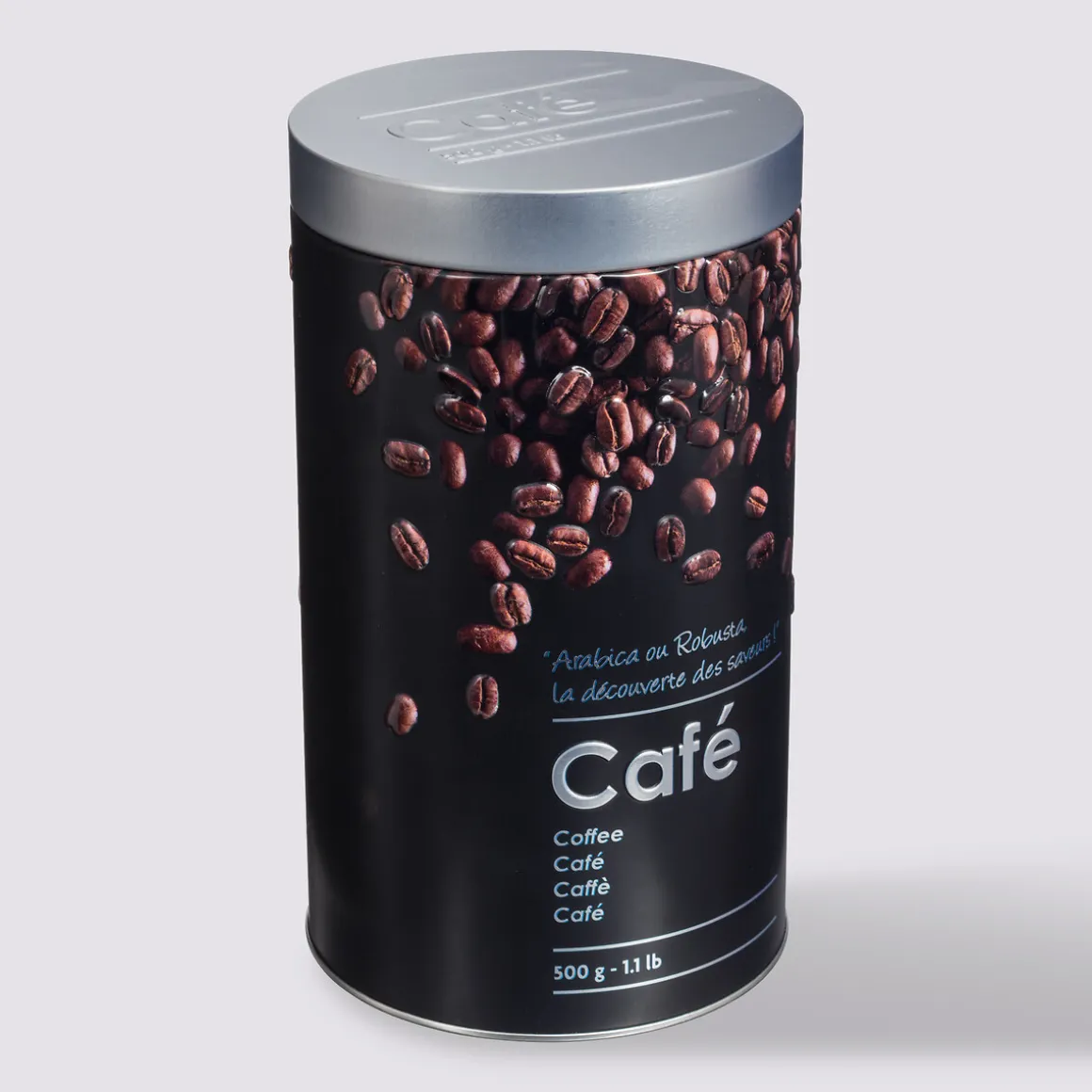 Boîte à café métal 500g, Noir
