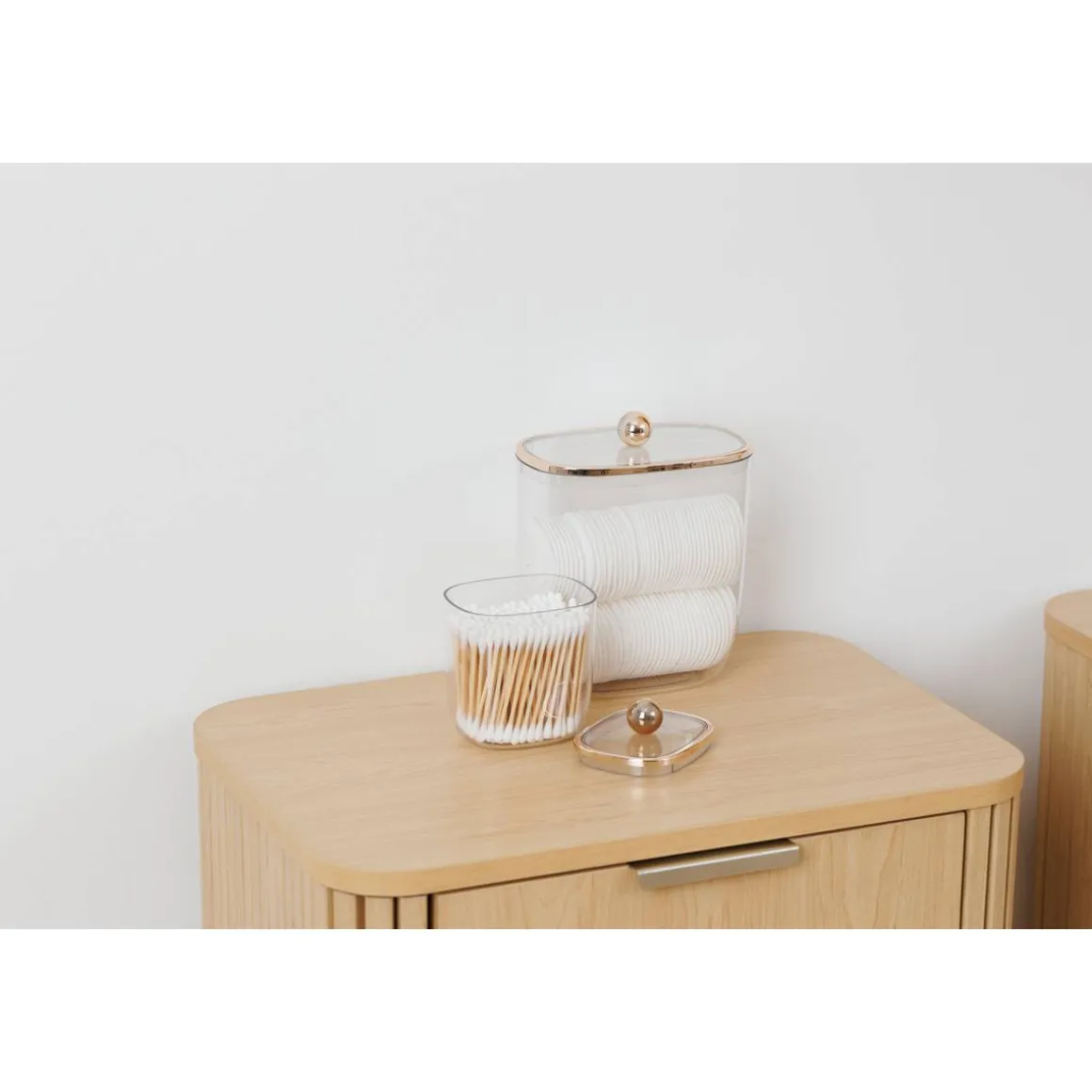 Boîte à cotons et cotons-tiges, L.8,9 cm, Transparent