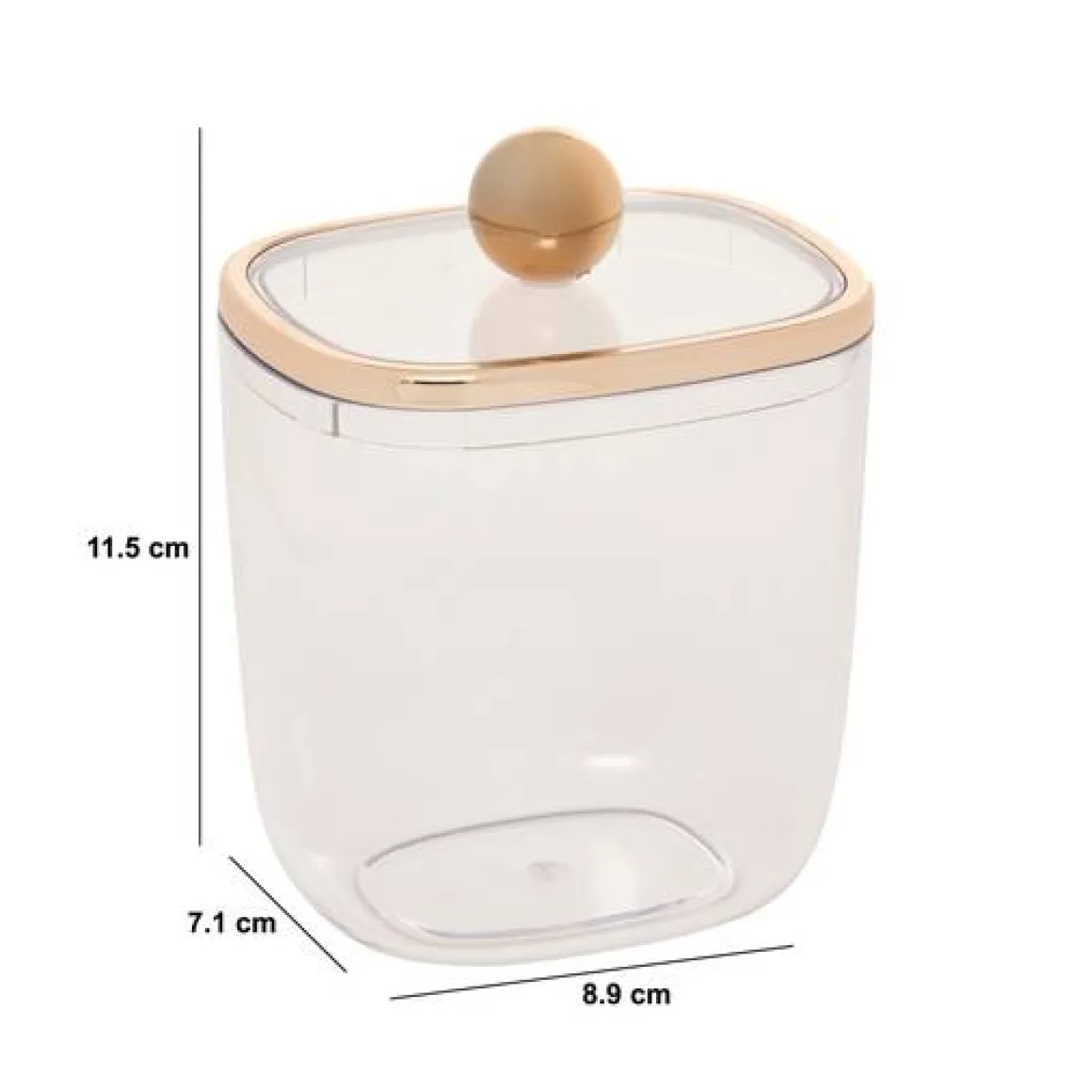Boîte à cotons et cotons-tiges, L.8,9 cm, Transparent