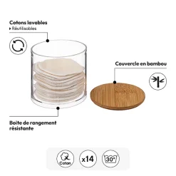 Boîte à cotons lavables