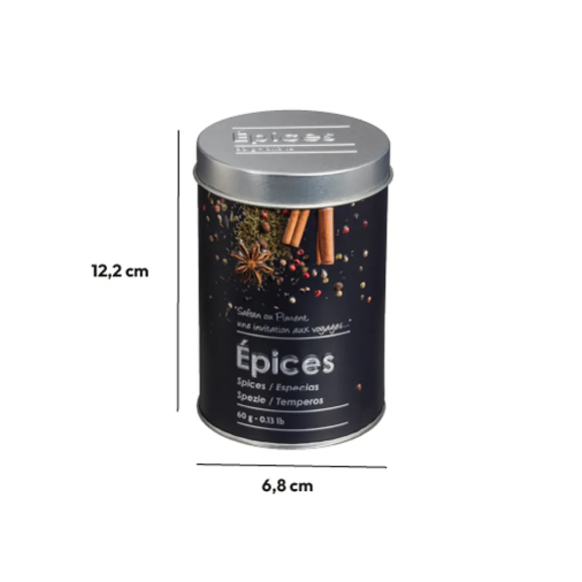 Boîte à épices 60g métal, Noir