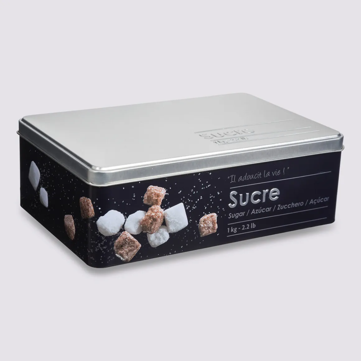 Boîte à sucre morceaux métal, Noir