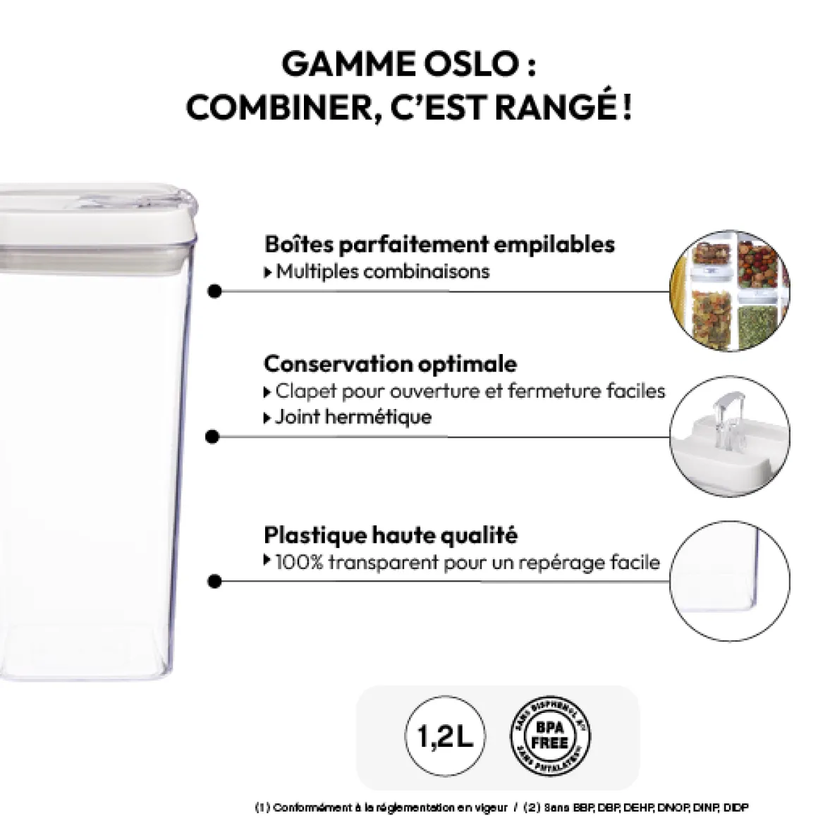 Boîte carrée hermétique 1,2L