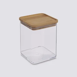 Boîte de conservation carrée couvercle bambou, 1L