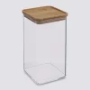 Boîte de conservation carrée couvercle bambou, 1,5L