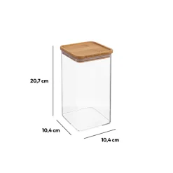 Boîte de conservation carrée couvercle bambou, 1,5L