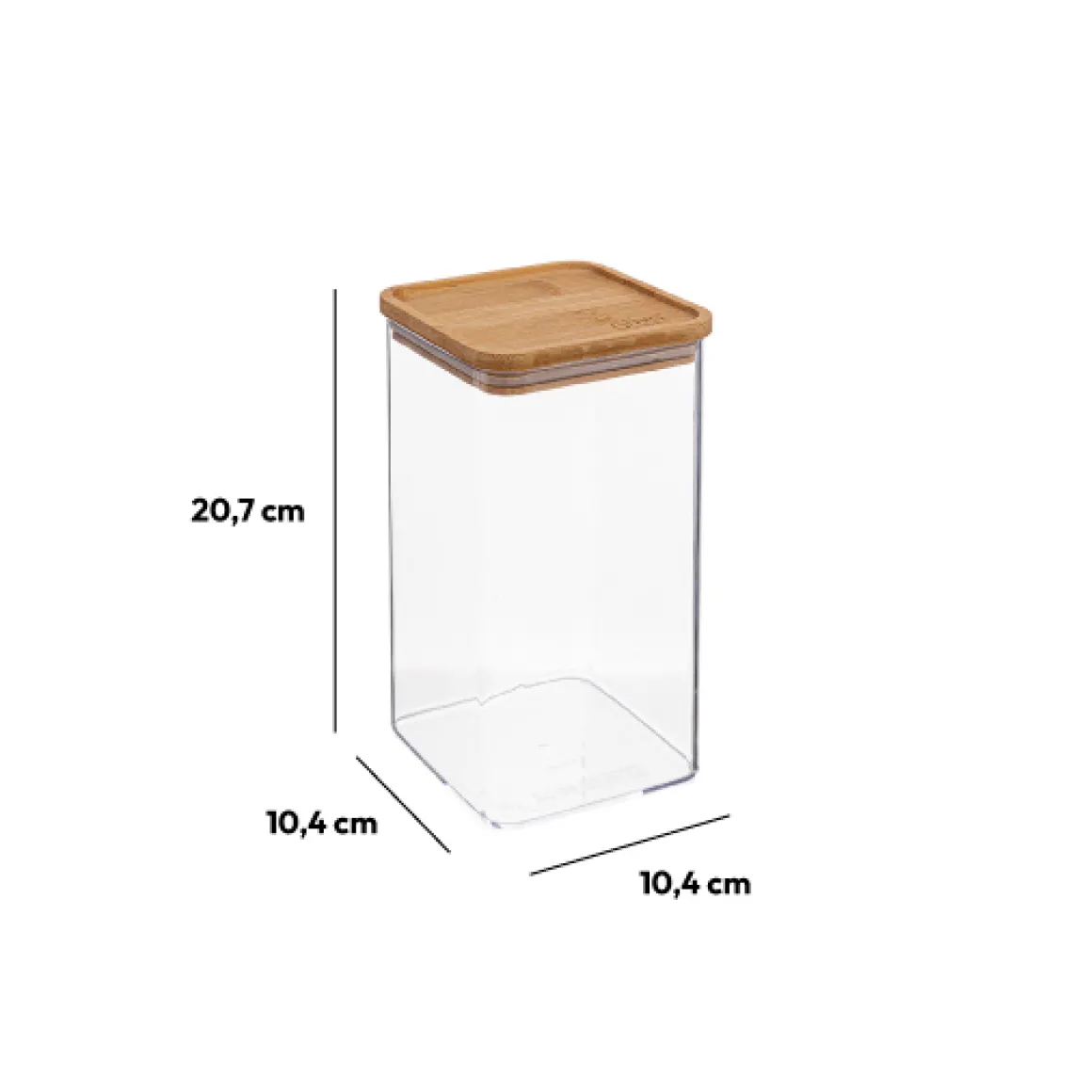 Boîte de conservation carrée couvercle bambou, 1,5L