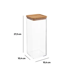 Boîte de conservation carrée couvercle bambou, 2L