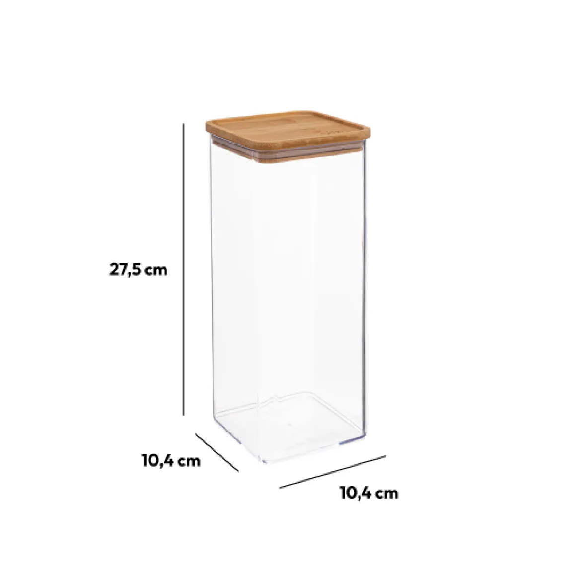 Boîte de conservation carrée couvercle bambou, 2L