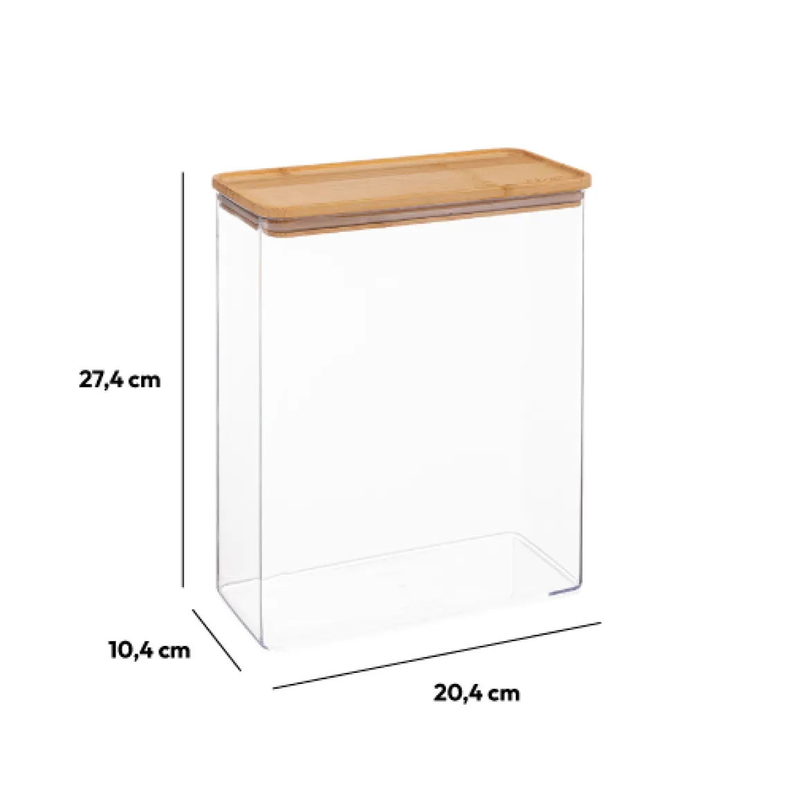 Boîte de conservation rect couvercle bambou, 4,3L