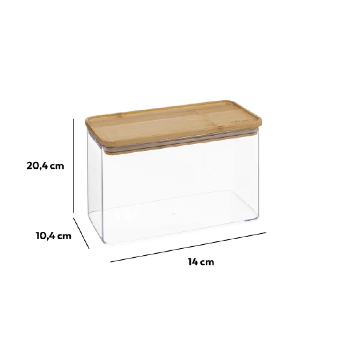 Boîte de conservation rect couvercle bambou, 2L