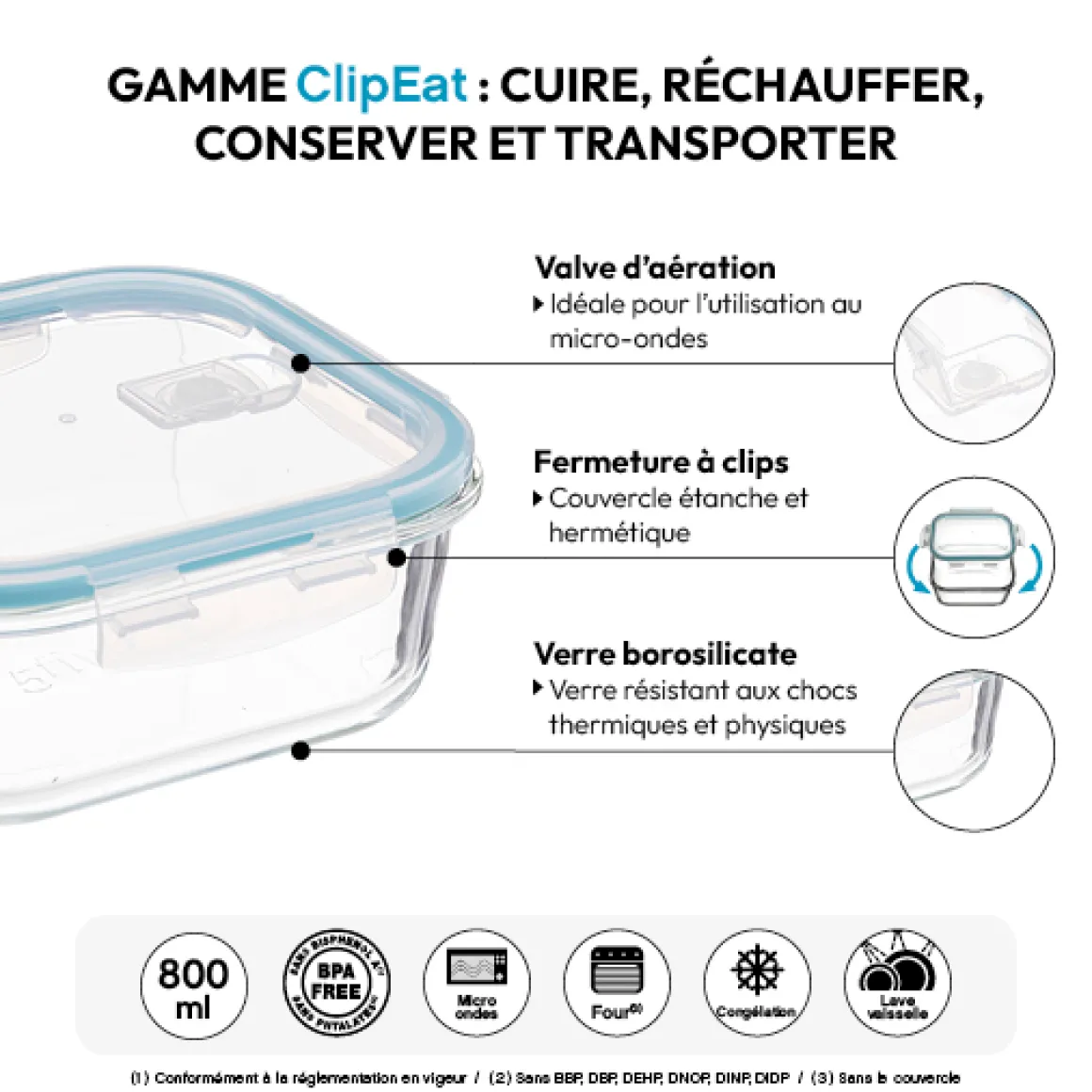 Boîte de conservation verre 0,8L