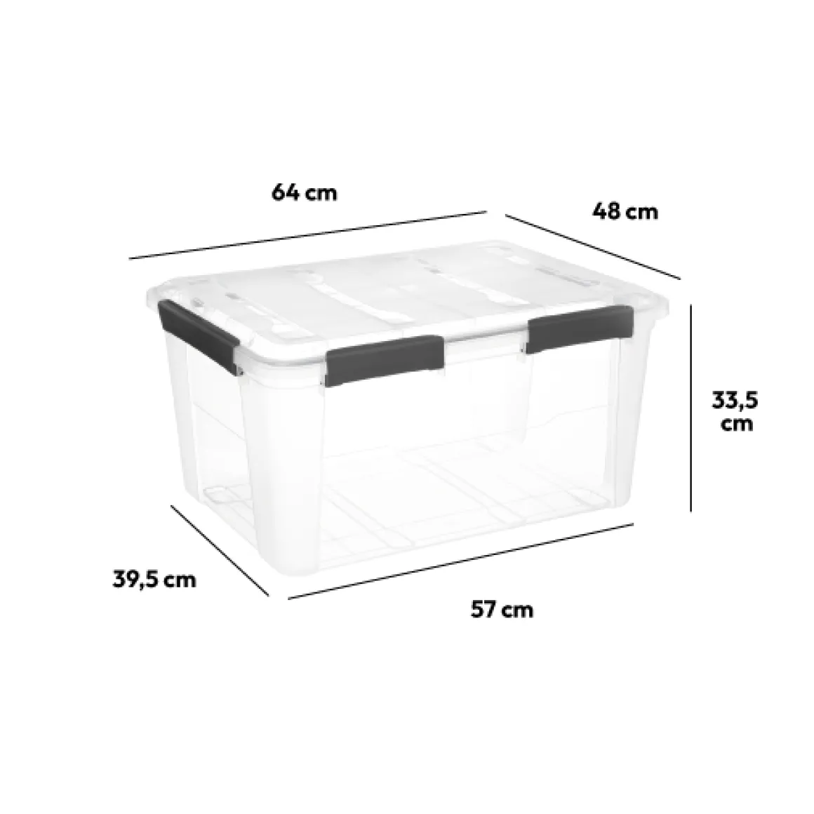 Boîte en plastique à clip 75L